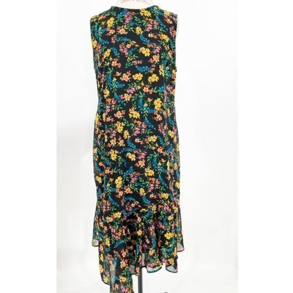 CALVIN KLEIN Floral Green Midi Sleeveless Dress US 12